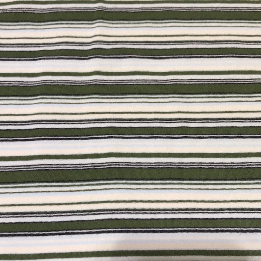 EXPRESS Men’s Green/Cream/Lt Blue/Black Striped Short Sleeve 3-Button Polo—Sz L